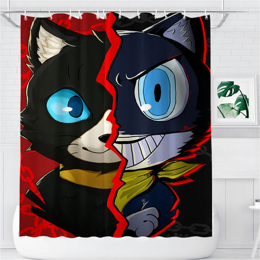 Personalized Morgana Persona Cat Anime Fanart Shower Curtain Farmhouse Bathroom Decor