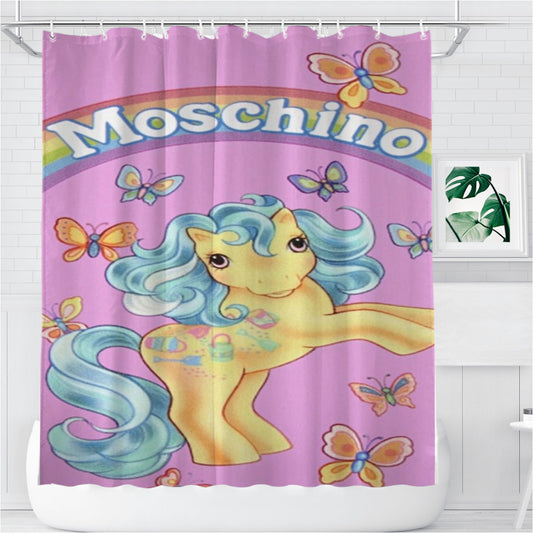 Personalized Moschino Blackpink My Little Pony Shower Curtain Farmhouse Bathroom Decor