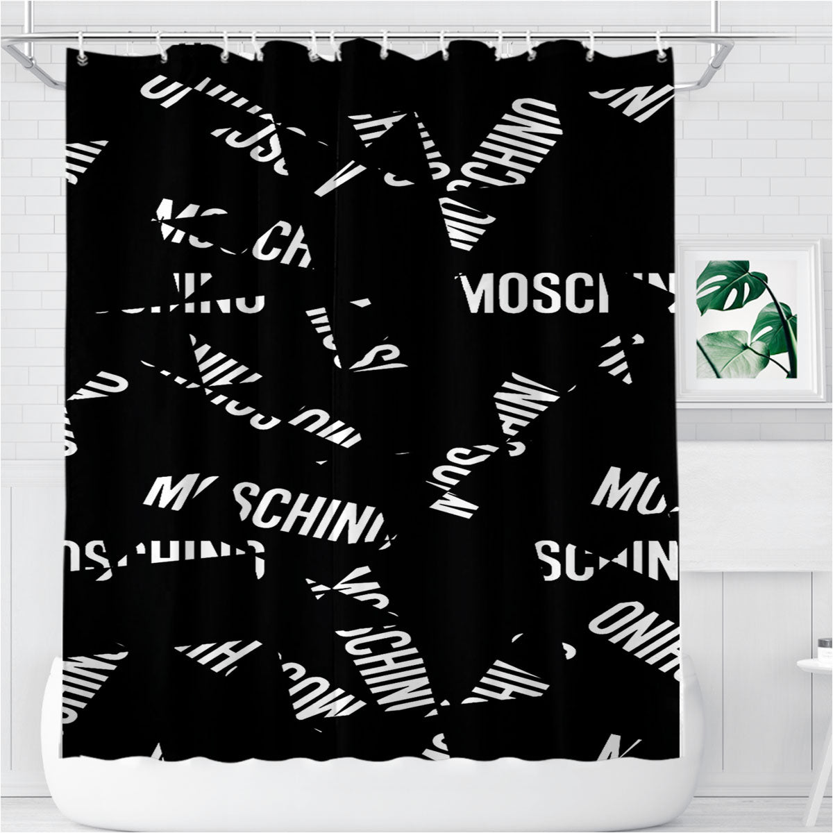 Moschino Cutting Pattern Bathroom Shower Curtain Fabric Waterproof | 66 X 72 Inch