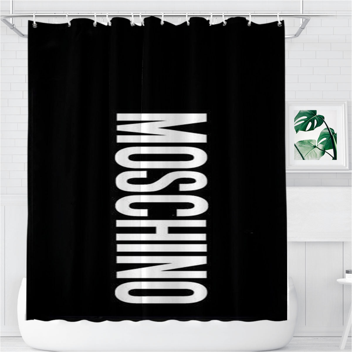 Moschino Text Bathroom Shower Curtain Fabric Waterproof | 66 X 72 Inch