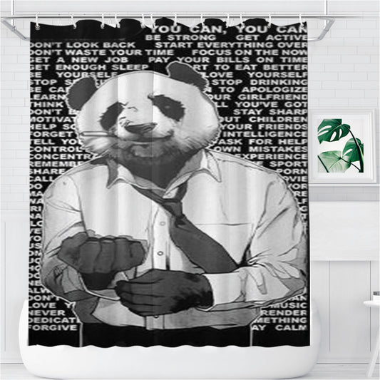 Personalized Motivator Panda Shower Curtain Farmhouse Bathroom Decor