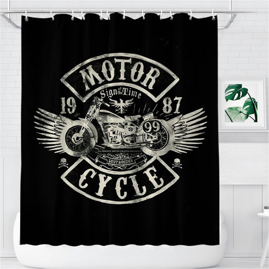 Motor Cycle 1987 Bathroom Shower Curtain Fabric Waterproof | 66 X 72 Inch