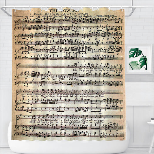 Personalized Mozart Music Vintage Shower Curtain Farmhouse Bathroom Decor