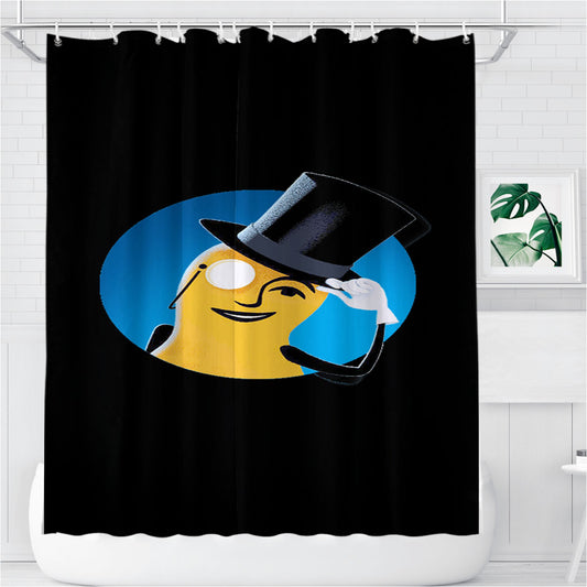 Personalized Mr Peanuts Cartoon On Black Shower Curtain Farmhouse Bathroom Decor