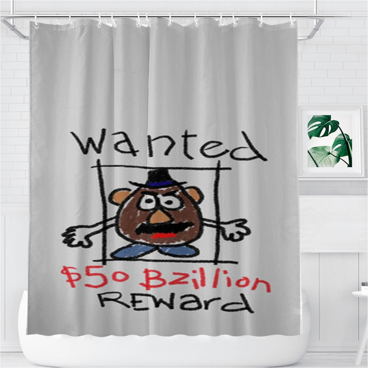 Mr Potato Head - Wanted Toy Story Bathroom Shower Curtain Fabric Waterproof | 66 X 72 Inch