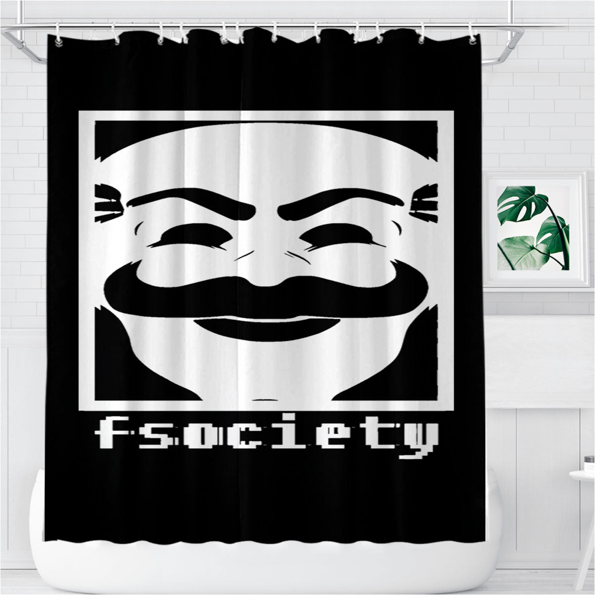 Mr Robot Fsociety Bathroom Shower Curtain Fabric Waterproof | 66 X 72 Inch