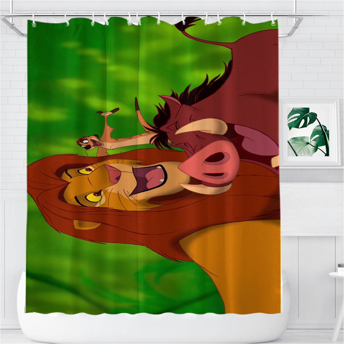 Mufasa And Friends The Lion King Bathroom Shower Curtain Fabric Waterproof | 66 X 72 Inch