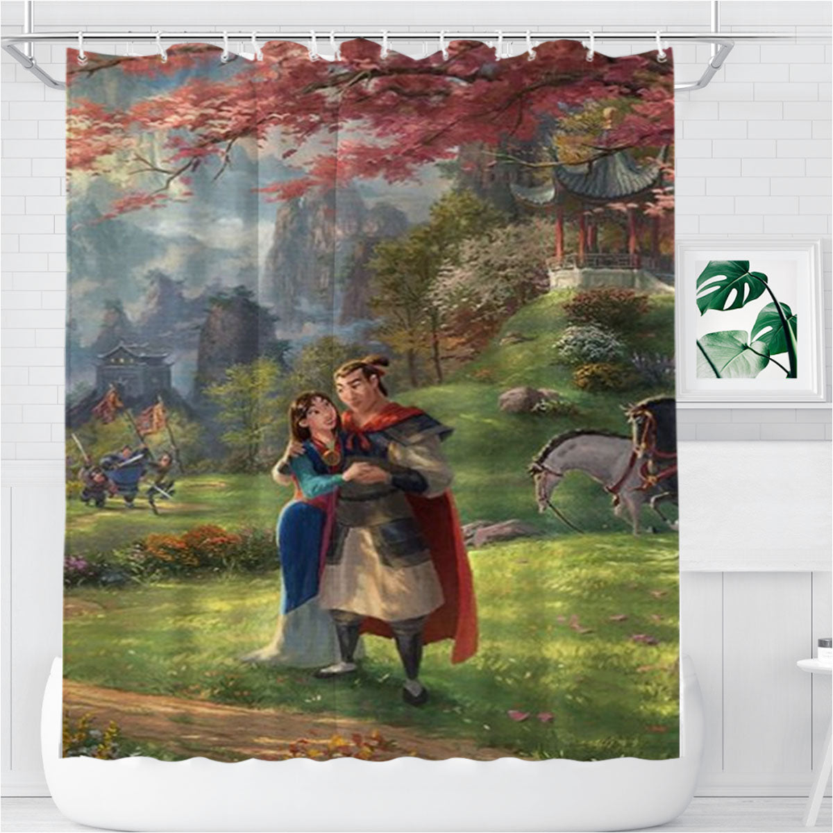 Mulan Blossoms Of Love Bathroom Shower Curtain Fabric Waterproof | 66 X 72 Inch