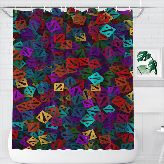 Multicolor Dota Logo Pattern Bathroom Shower Curtain Fabric Waterproof | 66 X 72 Inch