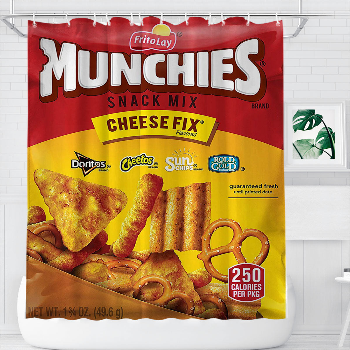 Munchies Cheese Fix Mix Snack Doritos Cheetos Sun Bathroom Shower Curtain Fabric Waterproof | 66 X 72 Inch
