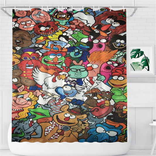 Muppet Fan Art Collages Bathroom Shower Curtain Fabric Waterproof | 66 X 72 Inch