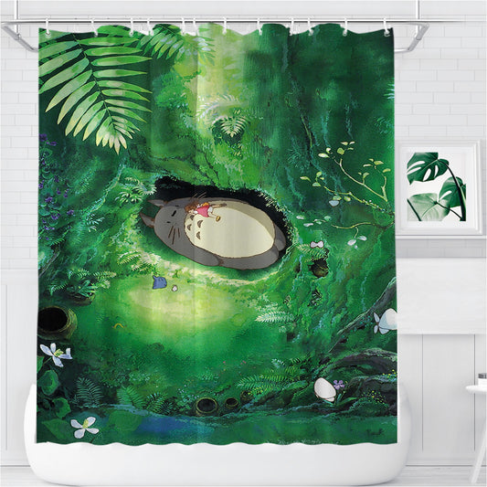 Personalized My Neighbor Totoro Poster Shower Curtain Farmhouse Bathroom Decor