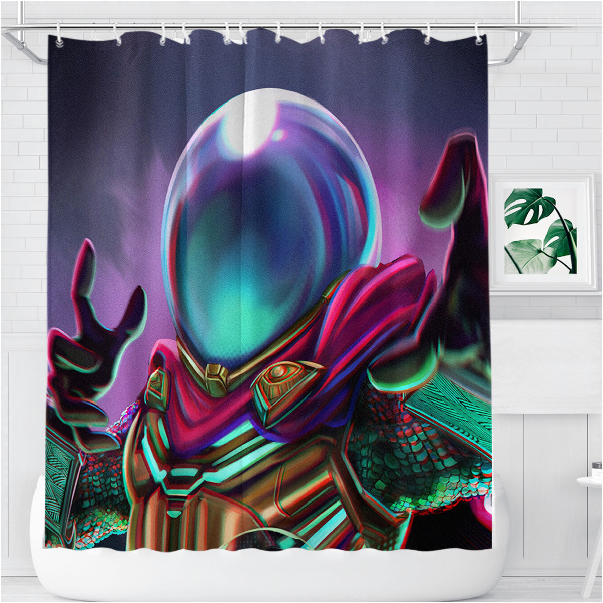 Mysterio Spiderman Art Far From Home Bathroom Shower Curtain Fabric Waterproof | 66 X 72 Inch