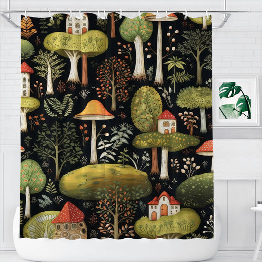 Mystical Enchanted Forest Bathroom Shower Curtain Fabric Waterproof | 66 X 72 Inch