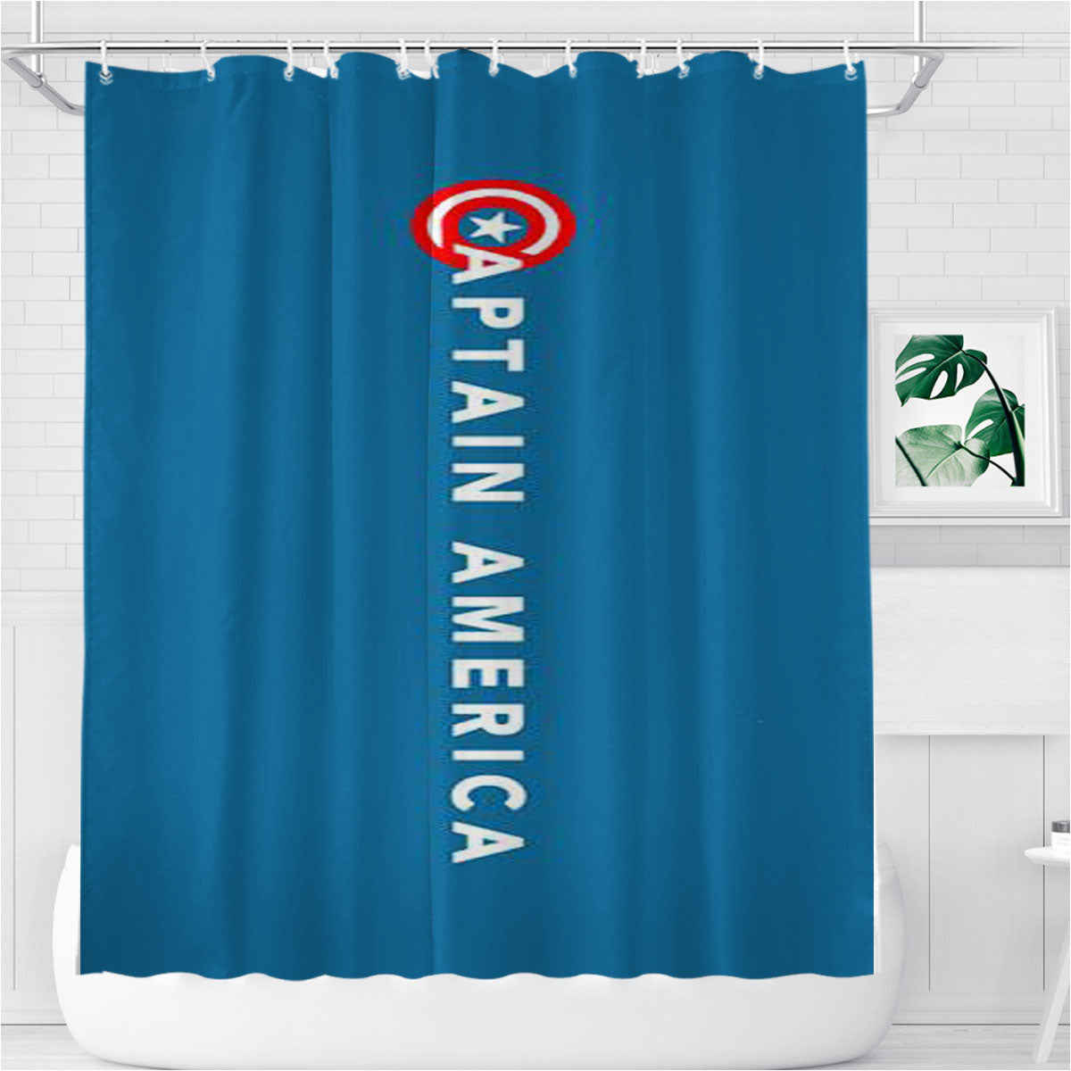 Name Captain America Bathroom Shower Curtain Fabric Waterproof | 66 X 72 Inch