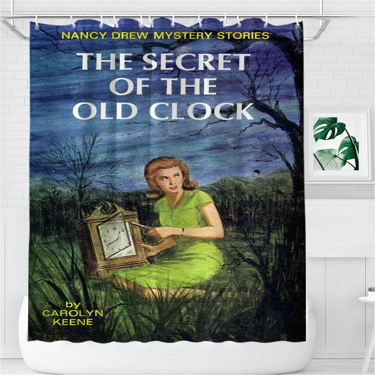 Nancy Drew Books Bathroom Shower Curtain Fabric Waterproof | 66 X 72 Inch