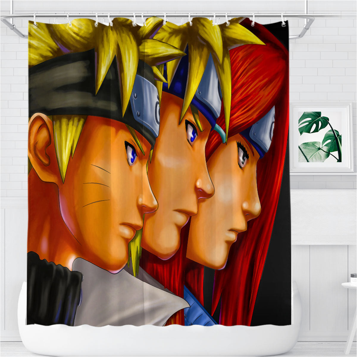 Naruto Big Family Bathroom Shower Curtain Fabric Waterproof | 66 X 72 Inch
