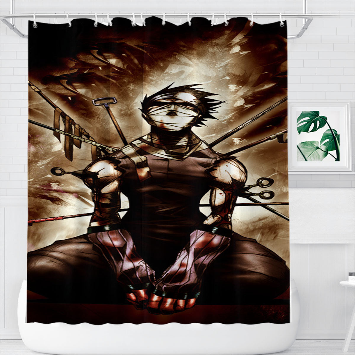 Naruto Cartoon Art Anonym Bathroom Shower Curtain Fabric Waterproof | 66 X 72 Inch
