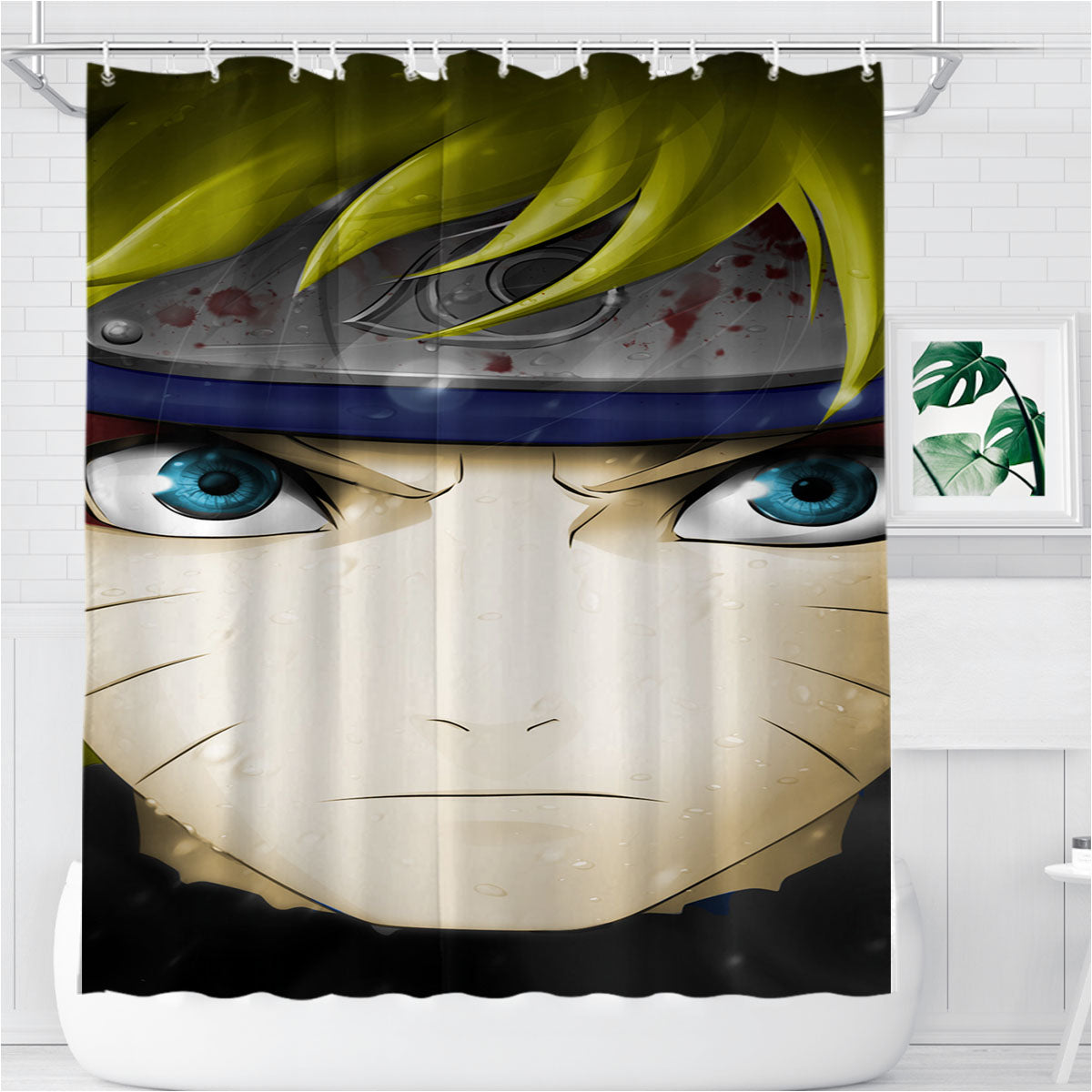 Naruto Cartoon Face Bathroom Shower Curtain Fabric Waterproof | 66 X 72 Inch