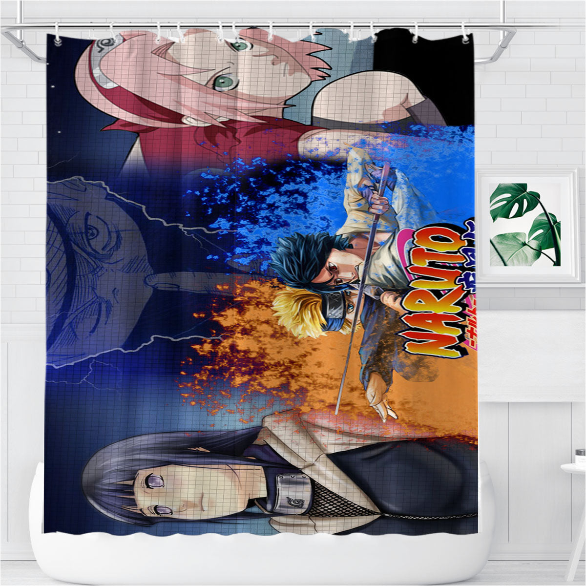 Naruto Cartoon Movies Hinata Bathroom Shower Curtain Fabric Waterproof | 66 X 72 Inch