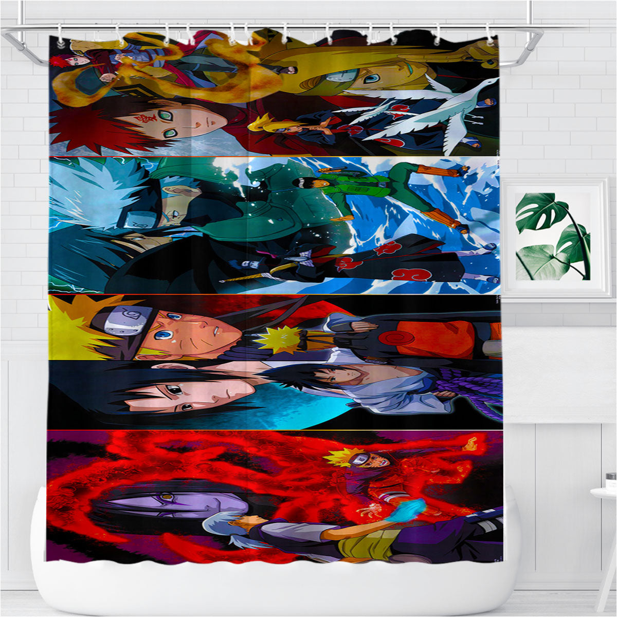 Naruto Characters Bathroom Shower Curtain Fabric Waterproof | 66 X 72 Inch