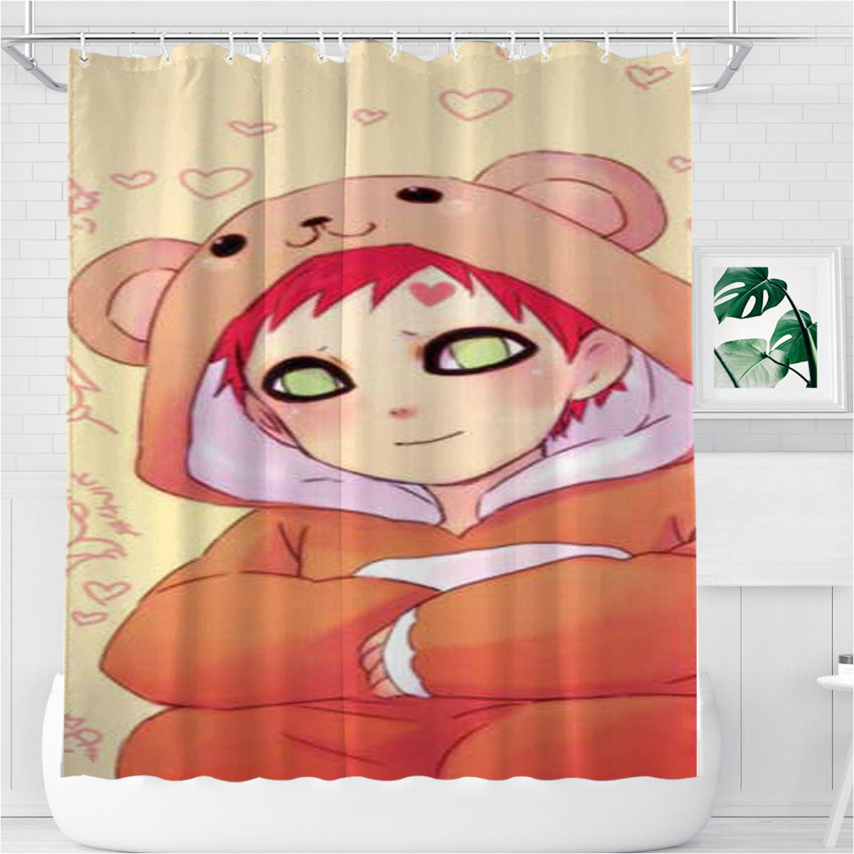 Naruto Gaara Zerochan Bathroom Shower Curtain Fabric Waterproof | 66 X 72 Inch