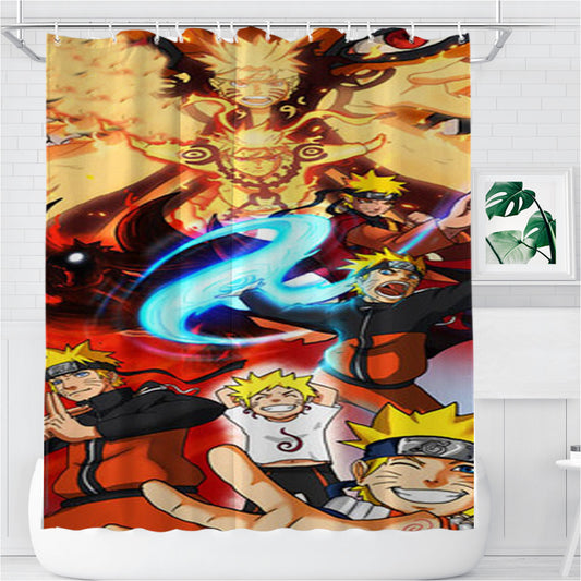 Personalized Naruto Hokage Kyubi Shower Curtain Farmhouse Bathroom Decor