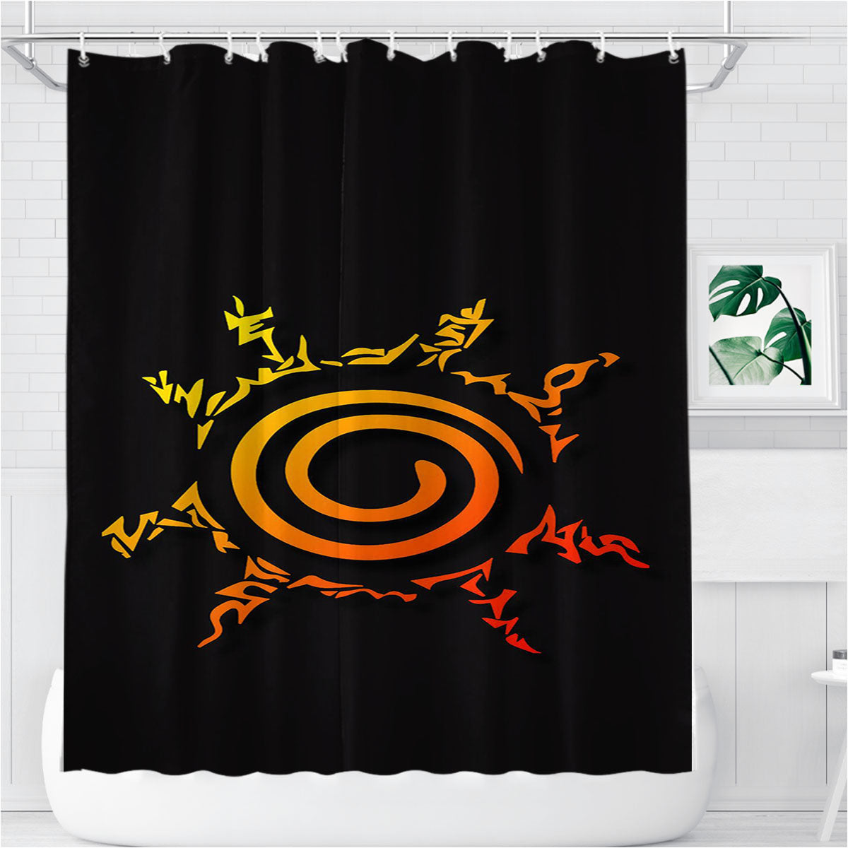 Naruto Kyuubi Seal Bathroom Shower Curtain Fabric Waterproof | 66 X 72 Inch