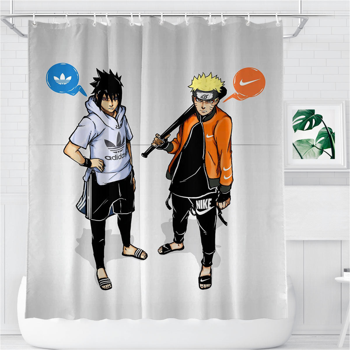 Naruto Nike Sasuke Adidas Bathroom Shower Curtain Fabric Waterproof | 66 X 72 Inch