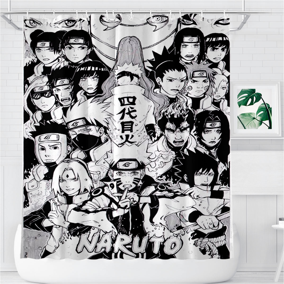 Naruto Shippuden Drawing Bathroom Shower Curtain Fabric Waterproof | 66 X 72 Inch