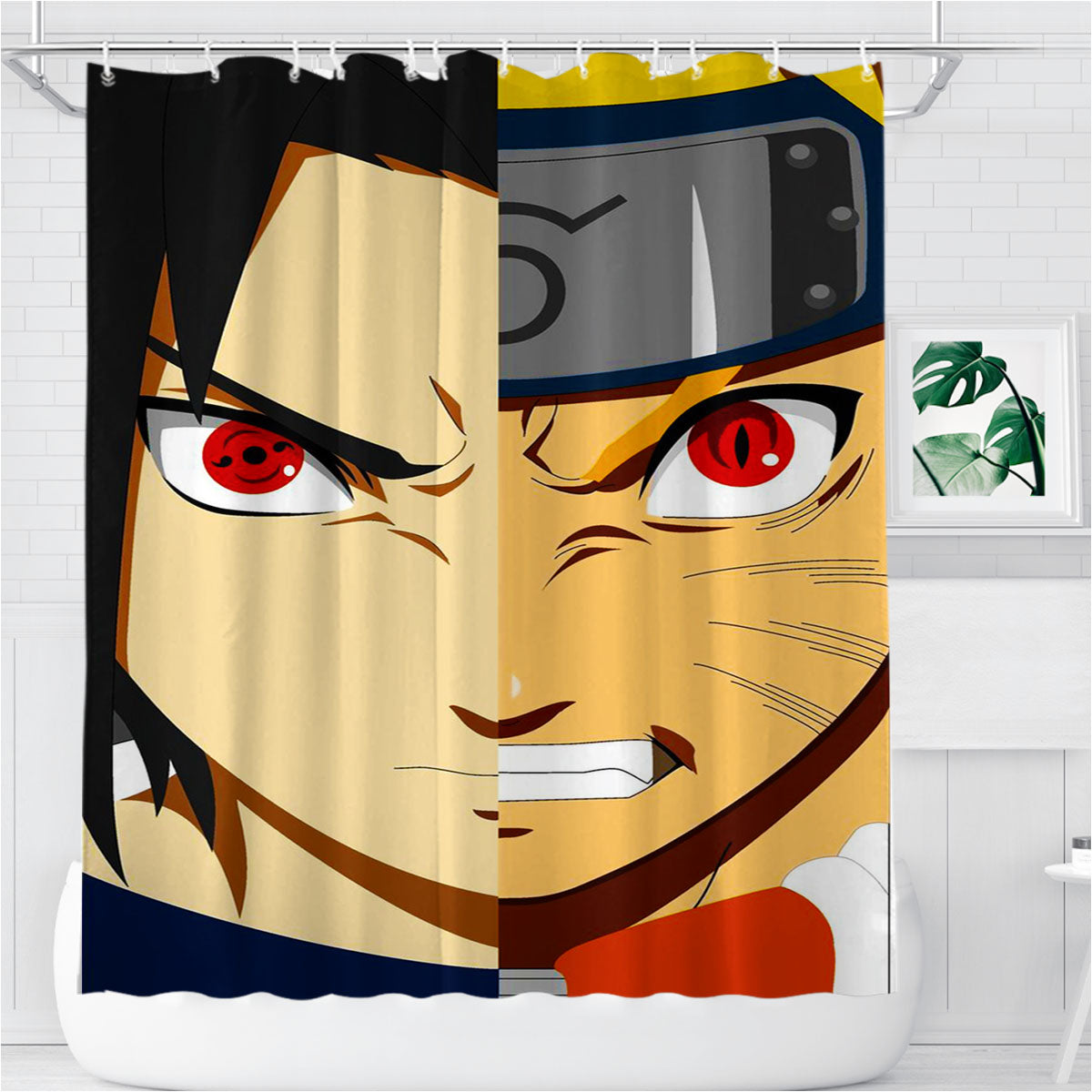 Naruto Vs Sasuke Rage Bathroom Shower Curtain Fabric Waterproof | 66 X 72 Inch
