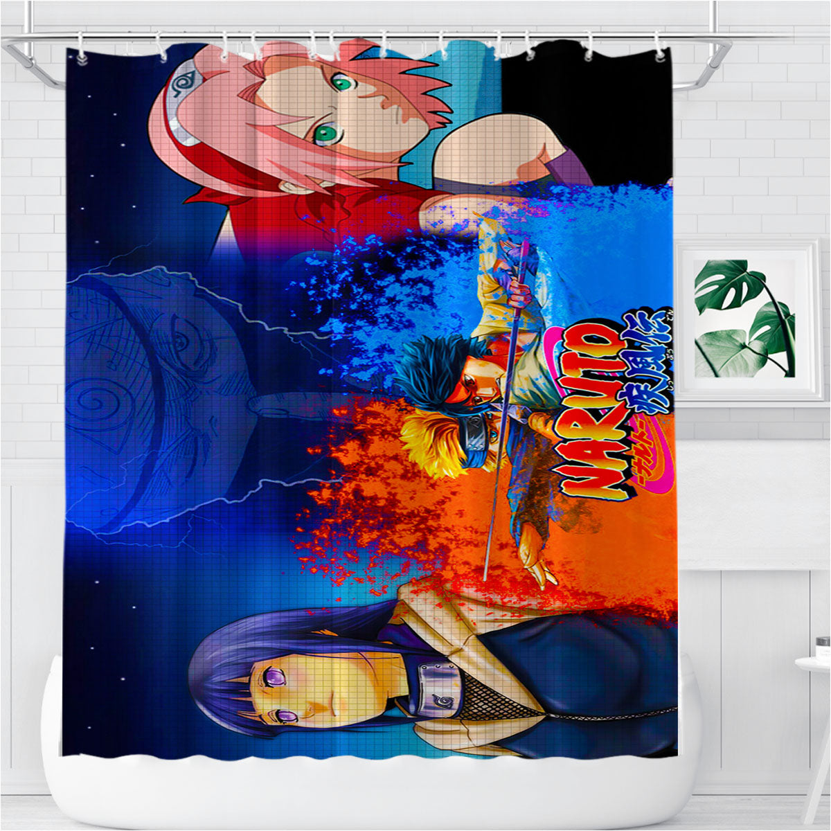 Naruto Vs Sasuke Rival Bathroom Shower Curtain Fabric Waterproof | 66 X 72 Inch