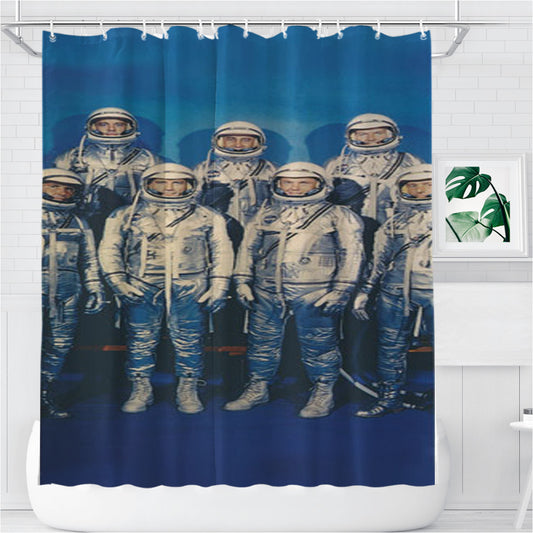 Personalized Nasa First Spacesuits Shower Curtain Farmhouse Bathroom Decor