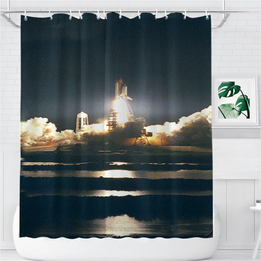 Personalized Nasa Space Shuttle Launch Take Off Shower Curtain Farmhouse Bathroom Decor