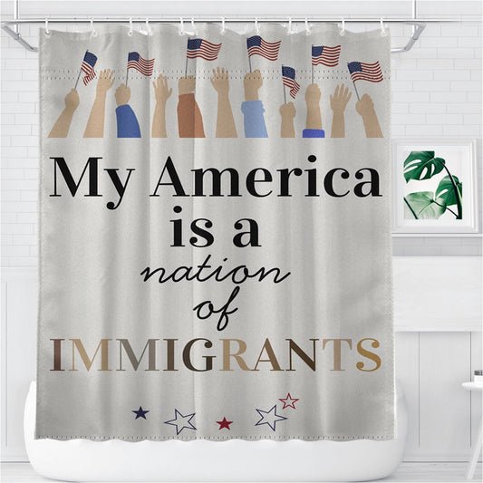 Nation Of Immigrants Bathroom Shower Curtain Fabric Waterproof