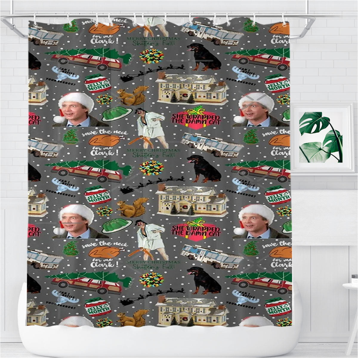 National Lampoons Christmas Bathroom Shower Curtain Fabric Waterproof | 66 X 72 Inch