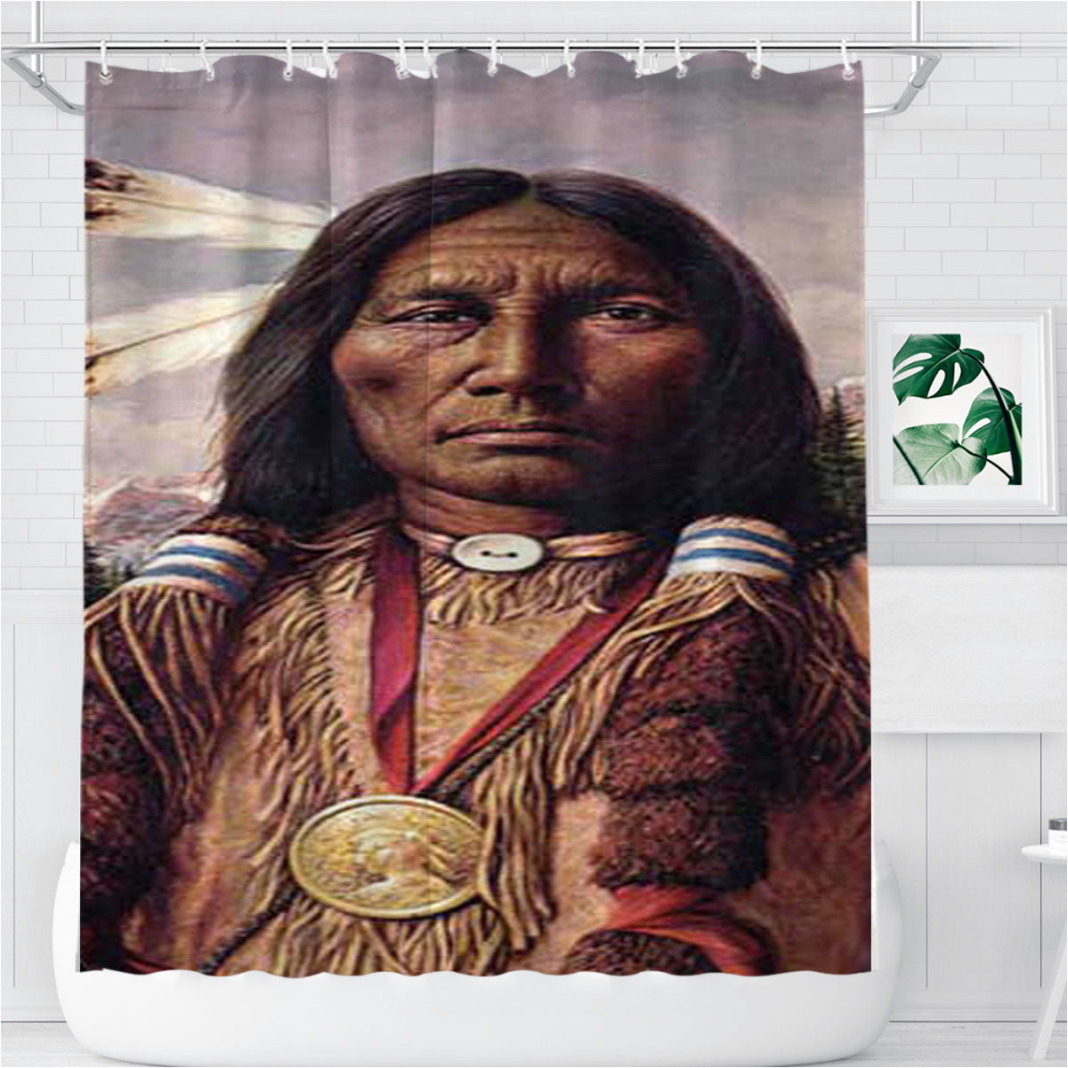Native American Bathroom Shower Curtain Fabric Waterproof | 66 X 72 Inch