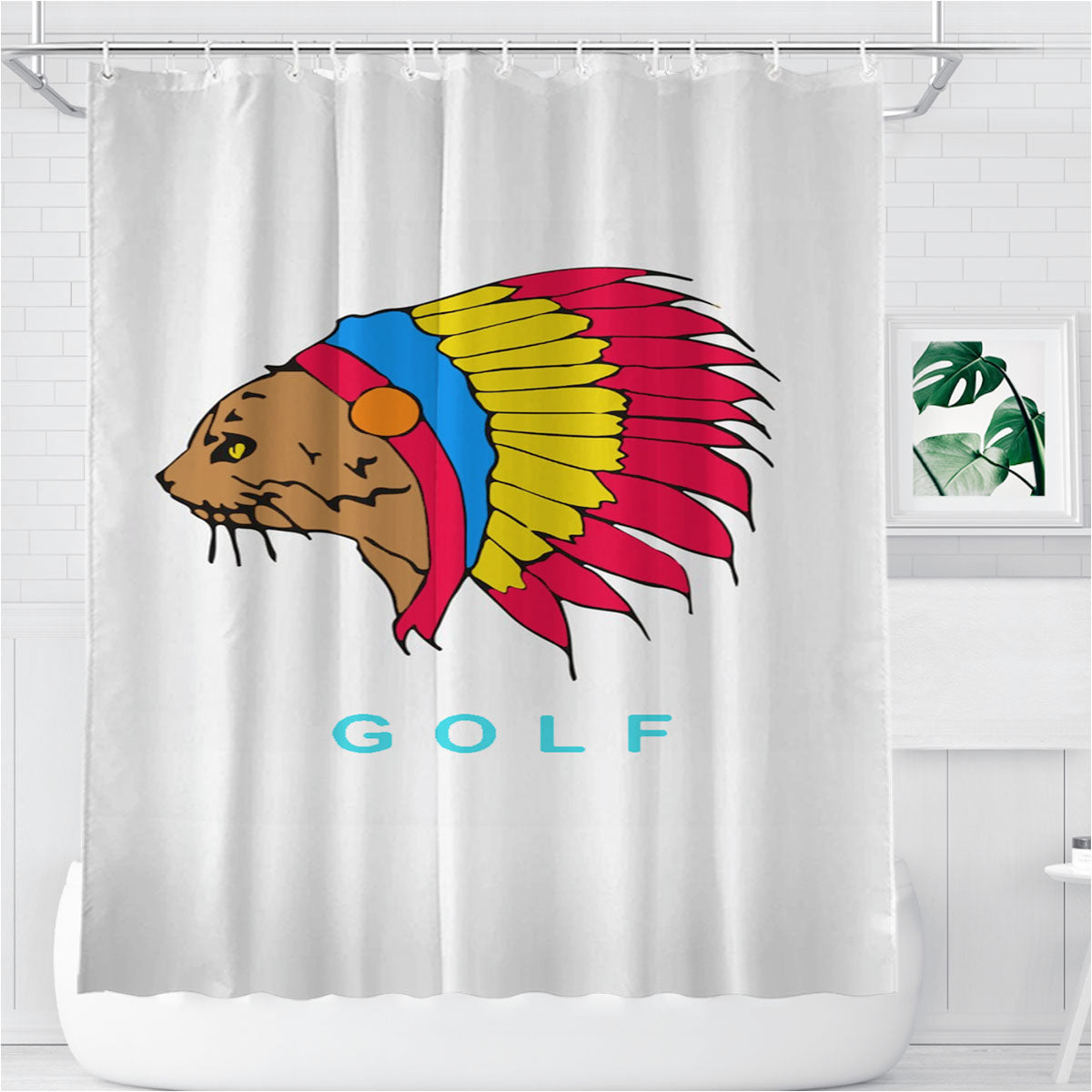 Native Cat Odd Future Tyler The Creator Bathroom Shower Curtain Fabric Waterproof | 66 X 72 Inch