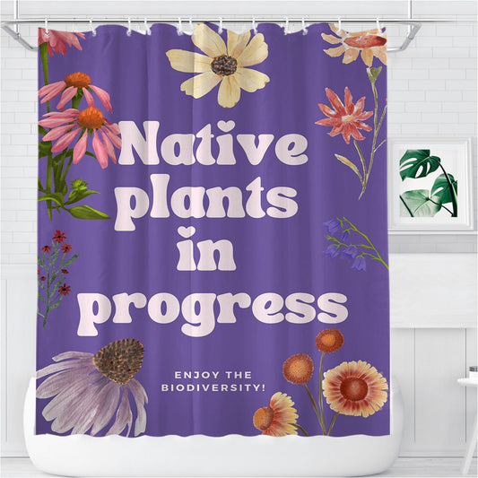 Native Plants Bathroom Shower Curtain Fabric Waterproof