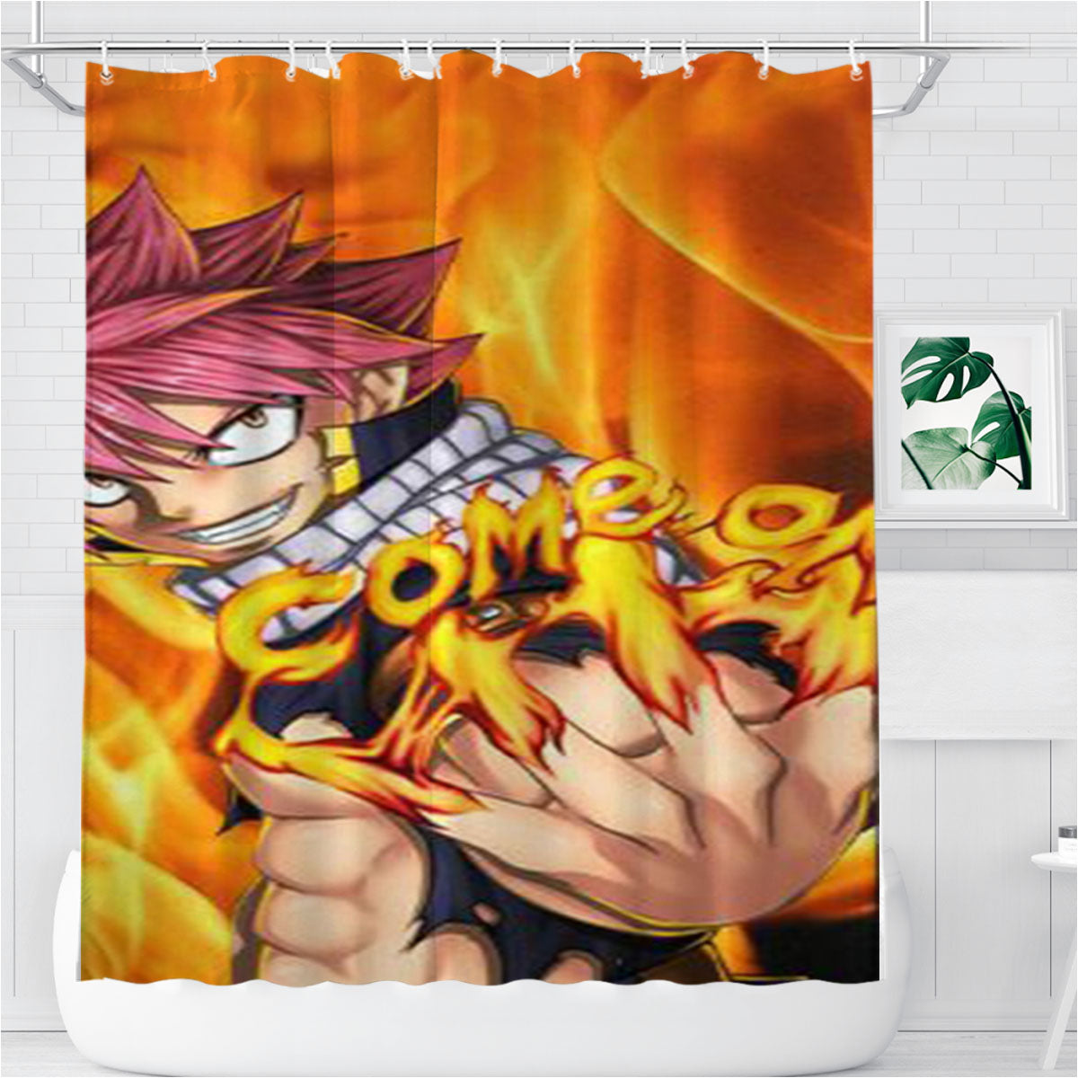 Natsu Fairy Tail Bathroom Shower Curtain Fabric Waterproof | 66 X 72 Inch