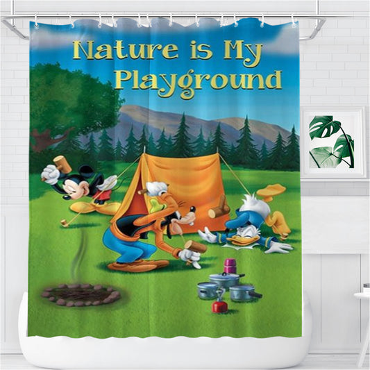 Personalized Nature Is My Playground Camping Shower Curtain Farmhouse Bathroom Decor