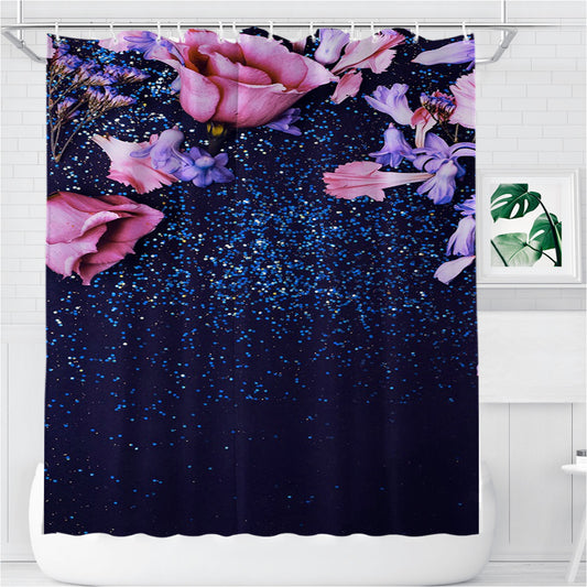 Nature Morning Dew Leaf Flower Rain Flare Bathroom Shower Curtain Fabric Waterproof | 66 X 72 Inch