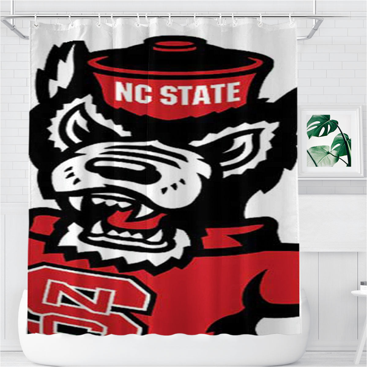Nc State Wolf Logo Bathroom Shower Curtain Fabric Waterproof | 66 X 72 Inch