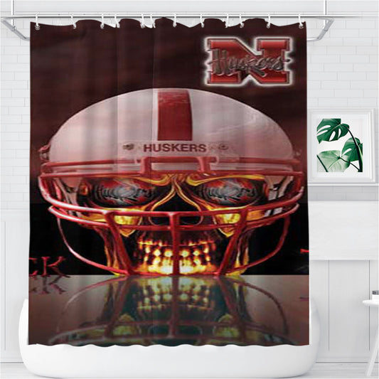 Personalized Nebraska Huskers Undead Shower Curtain Farmhouse Bathroom Decor