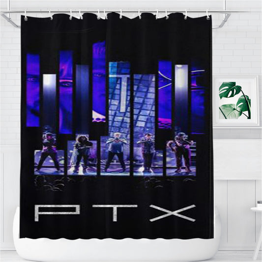 Personalized Neon Pentatonix Shower Curtain Farmhouse Bathroom Decor