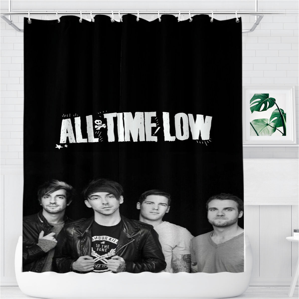 New All Time Low 00 Wallpap Bathroom Shower Curtain Fabric Waterproof | 66 X 72 Inch