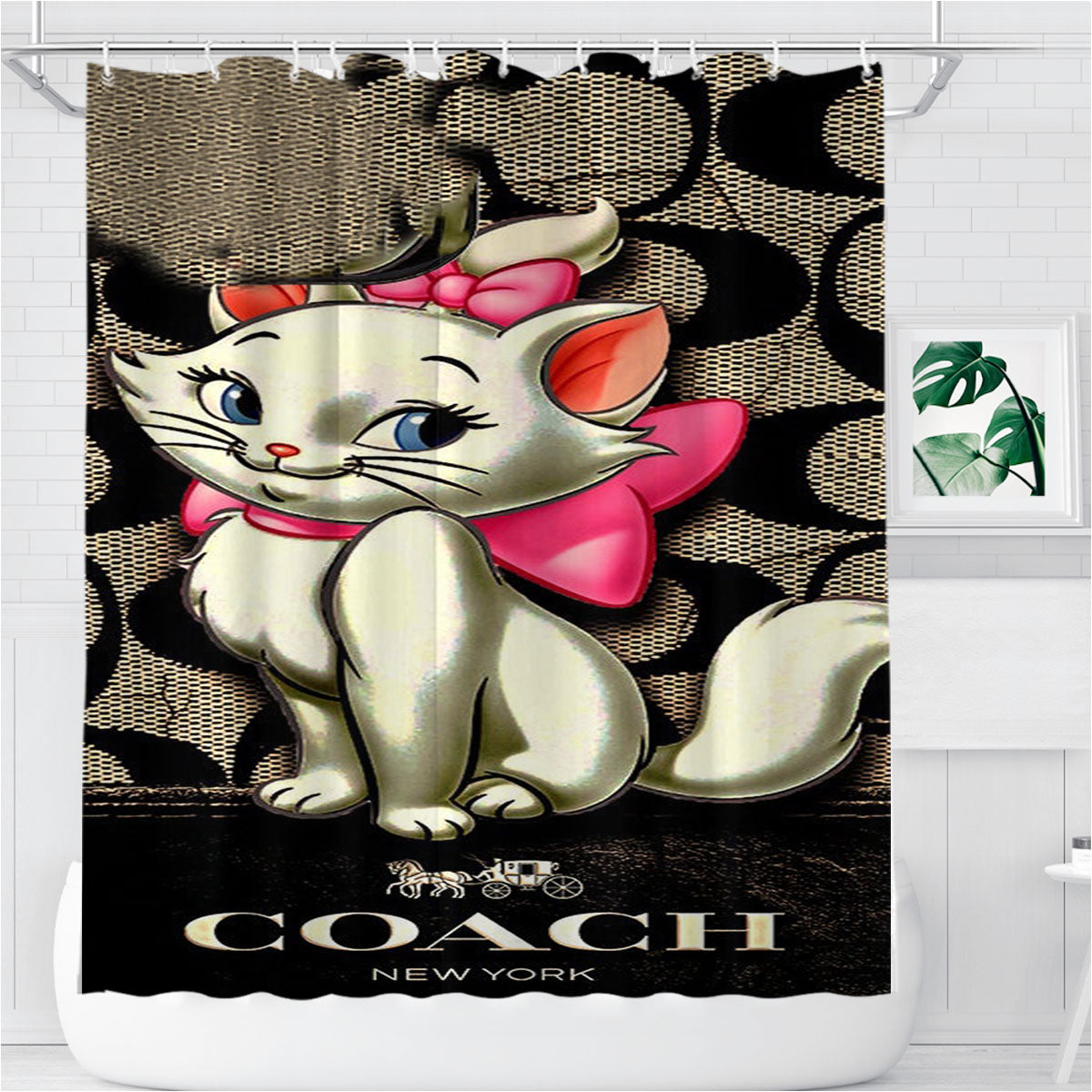 New Coach Cat Marie Bathroom Shower Curtain Fabric Waterproof | 66 X 72 Inch