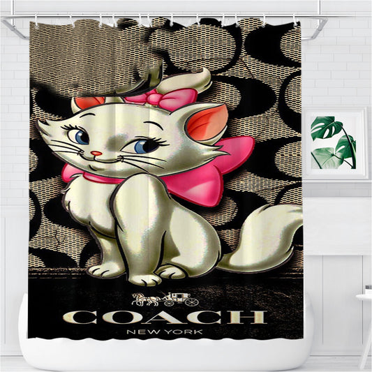 New Coach Cat Marie Bathroom Shower Curtain Fabric Waterproof
