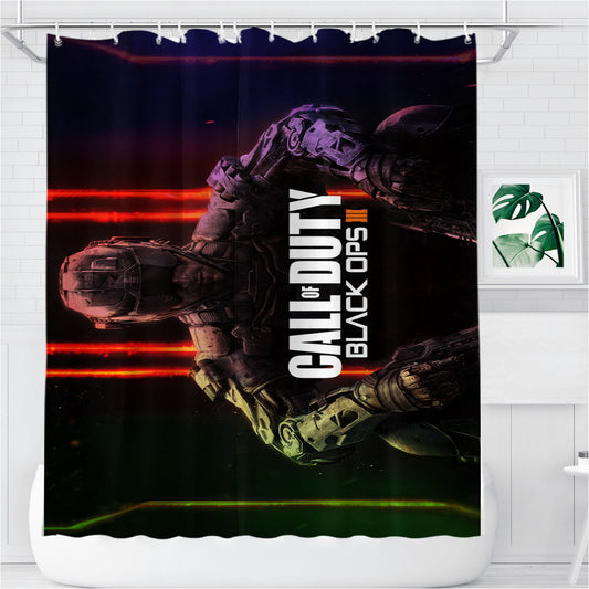 Personalized New Colorful Call Of Duty Black Ops Poster Shower Curtain Farmhouse Bathroom Decor