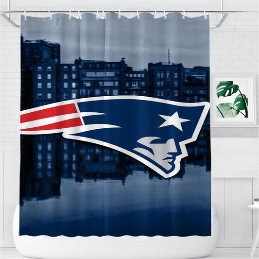 Personalized New England Patriots Emblem Shower Curtain Farmhouse Bathroom Decor